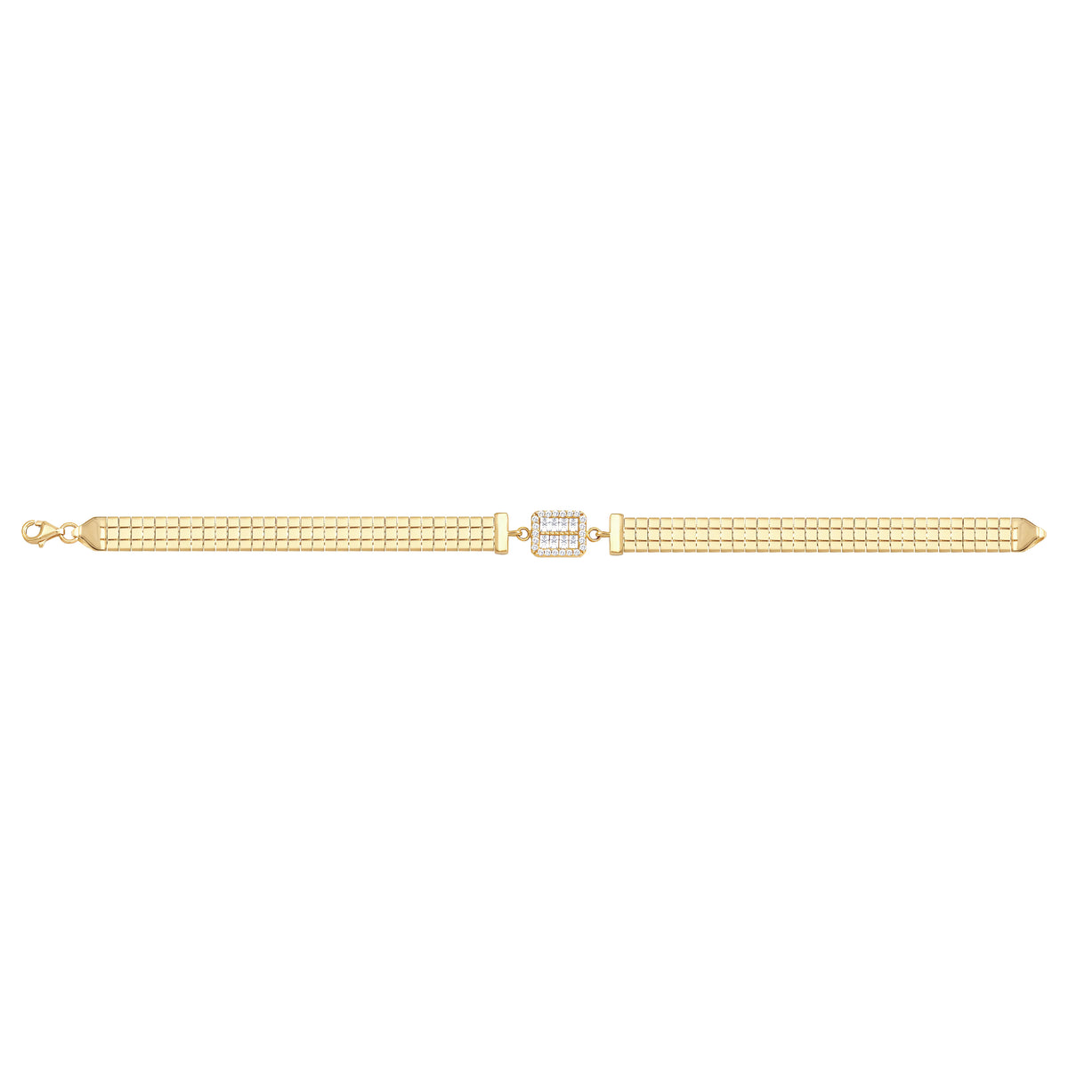 Solid gold brick link bracelet, 7.40 g — shown square on a plain background.