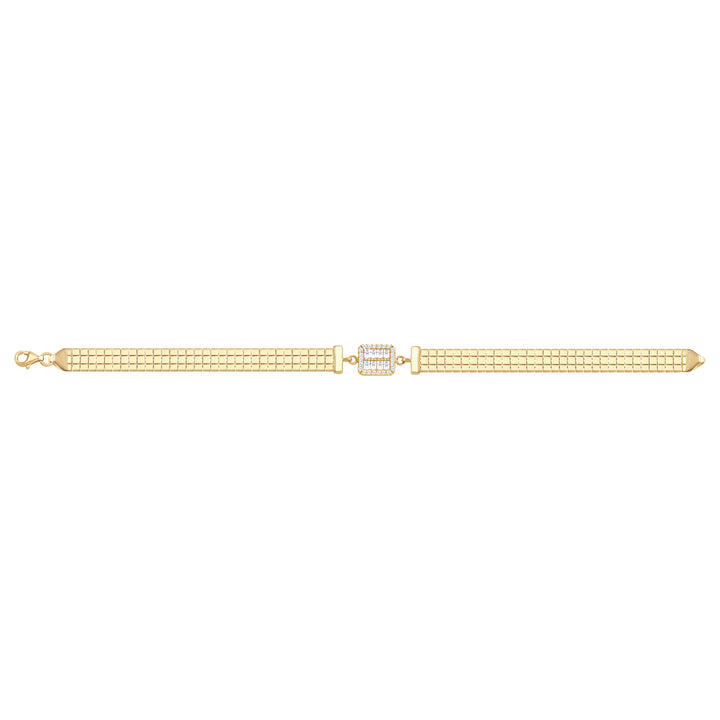 Solid gold brick link bracelet, 7.40 g — shown square on a plain background.