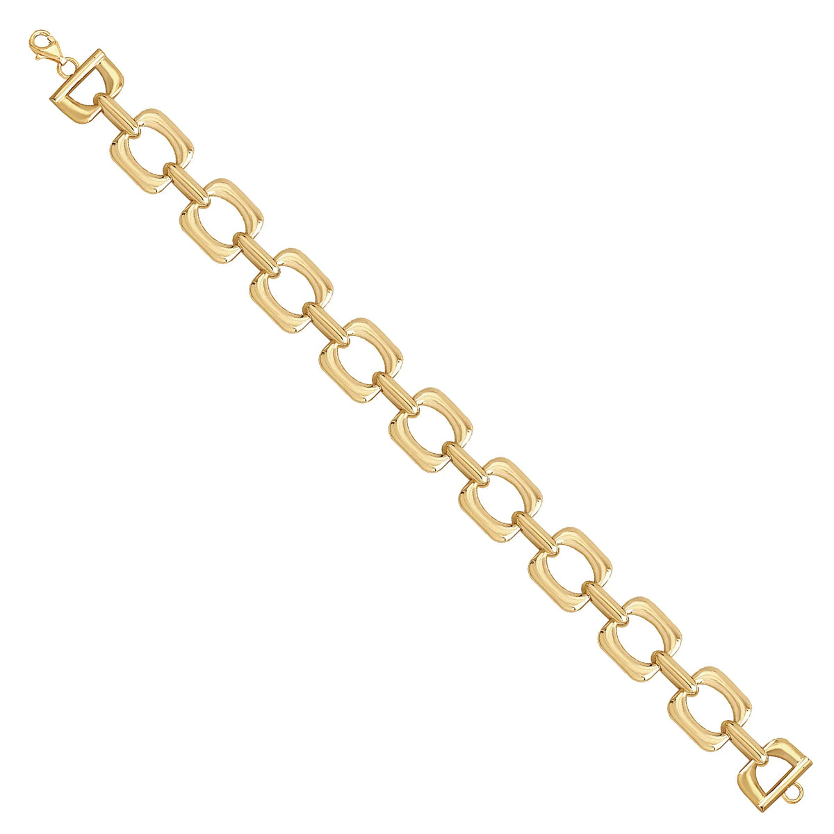 Solid gold fancy link bracelet, 14.90 g — shown at an angle across the frame.
