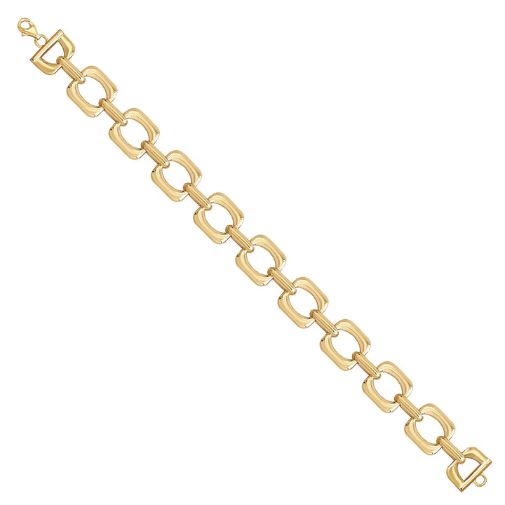 Solid gold fancy link bracelet, 14.90 g — shown at an angle across the frame.