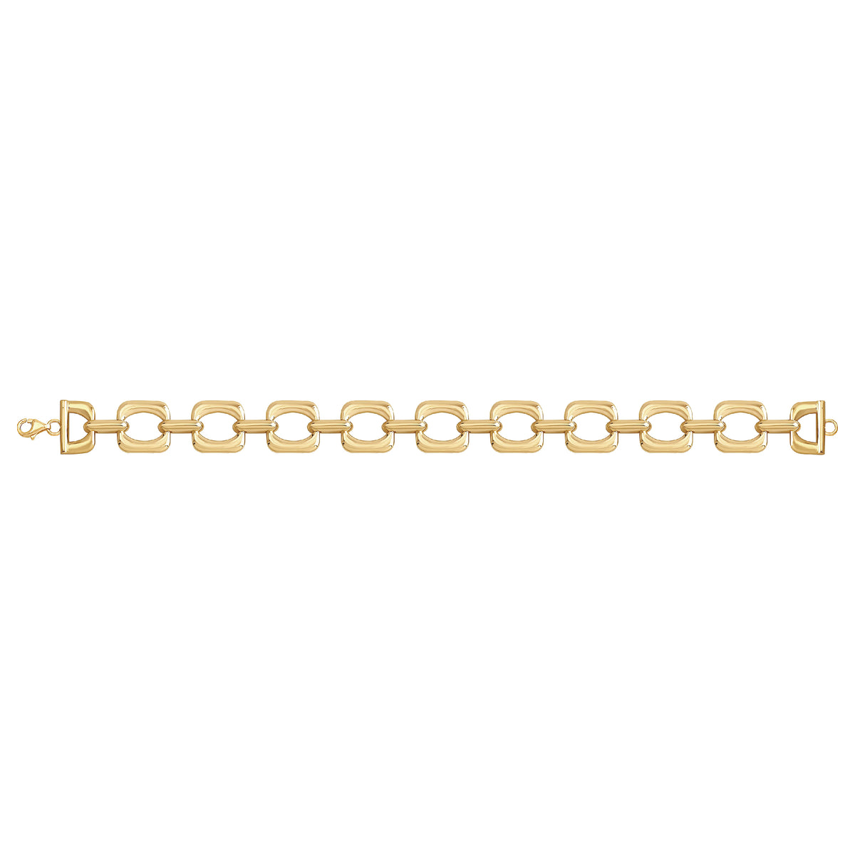 Solid gold fancy link bracelet, 14.90 g — shown square on a plain background.