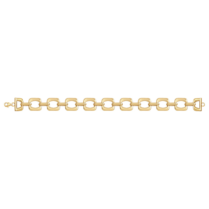 Solid gold fancy link bracelet, 14.90 g — shown square on a plain background.