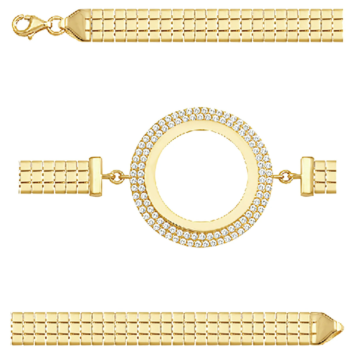 Solid gold bar link bracelet, 7.85 g — shown in three rows across the frame.