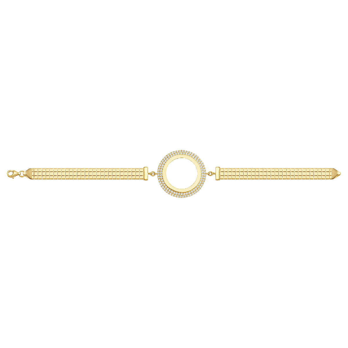 Solid gold bar link bracelet, 7.85 g — shown square on a plain background.