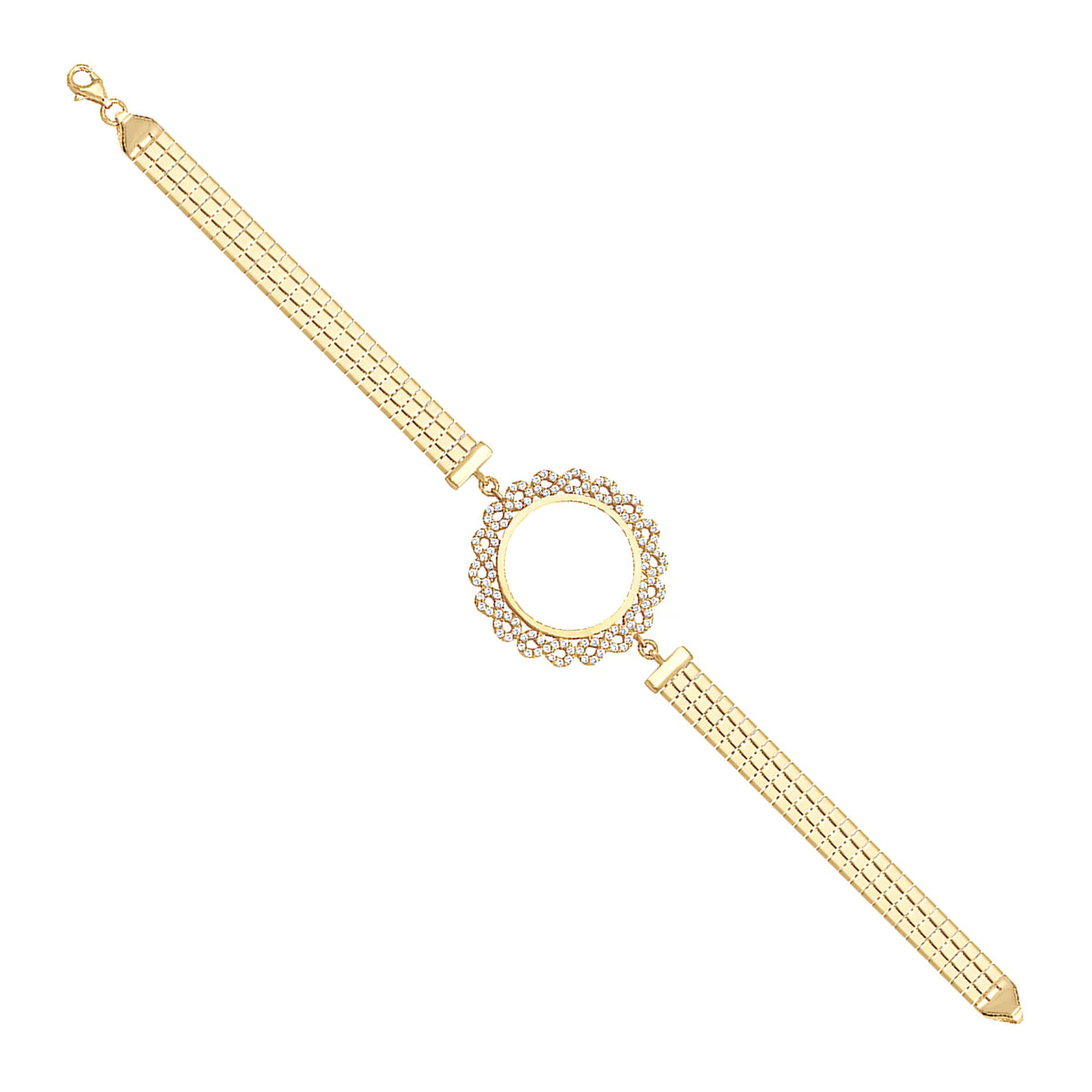 Solid gold bar link bracelet, 8.95 g — shown at an angle across the frame.