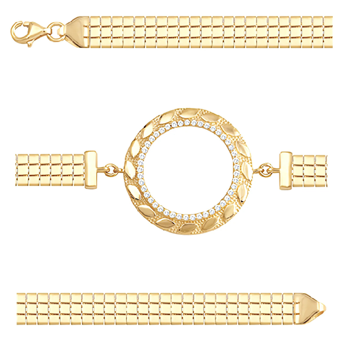 Solid gold bar link bracelet, 7.55 g — shown in three rows across the frame.