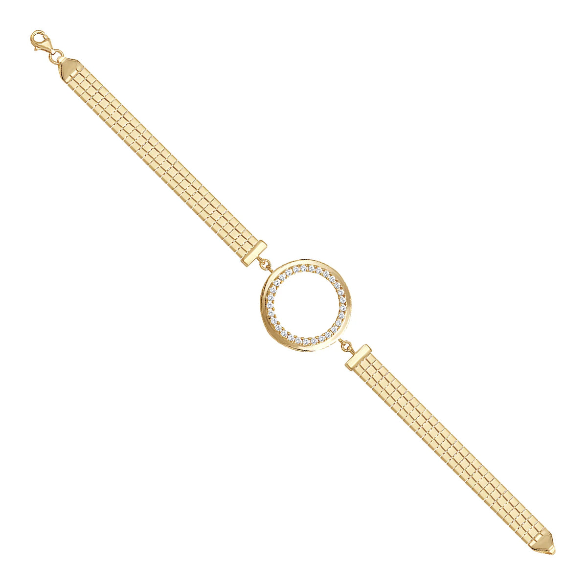 Solid gold bar link bracelet, 7.35 g — shown at an angle across the frame.