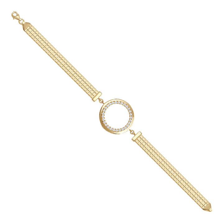 Solid gold bar link bracelet, 7.35 g — shown at an angle across the frame.