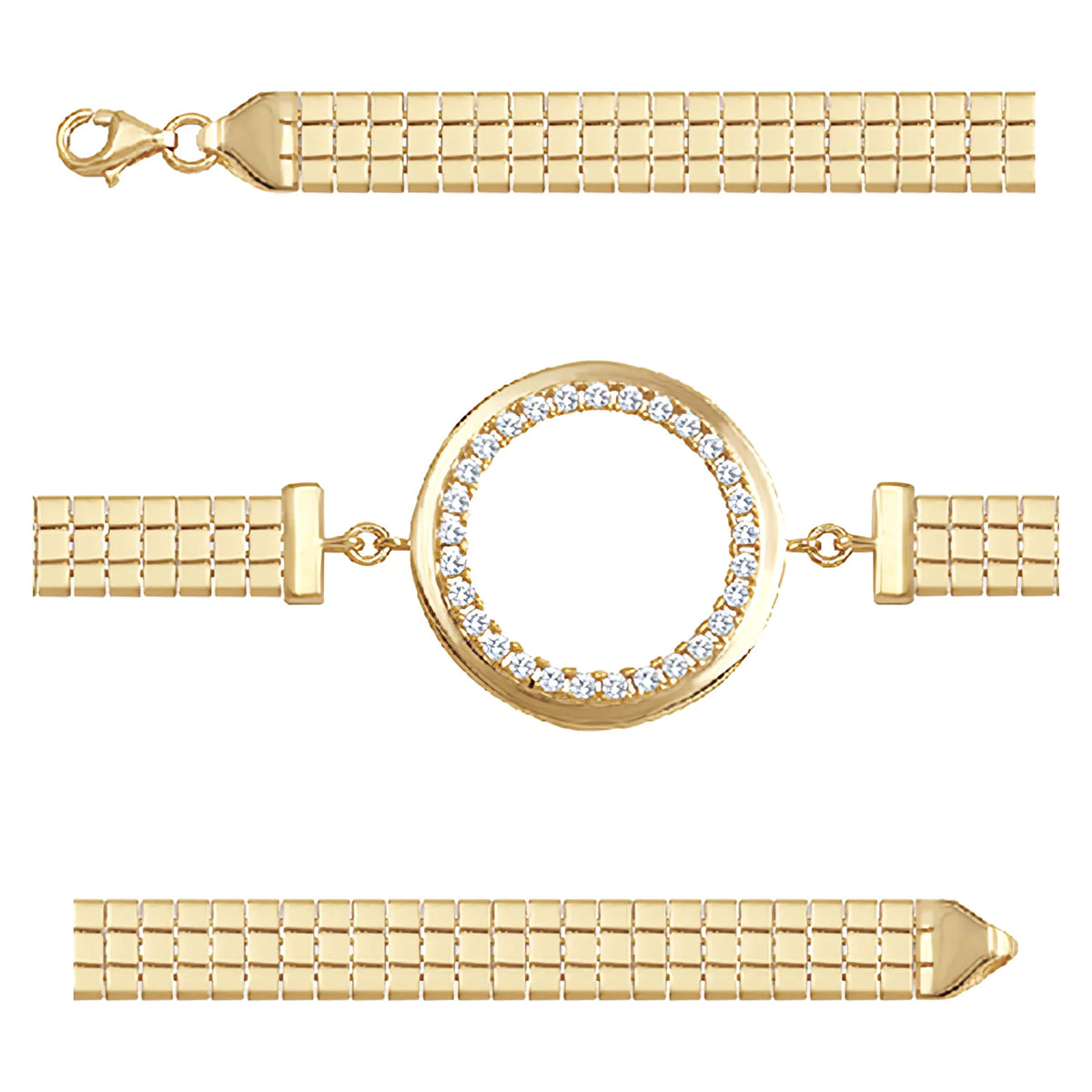 Solid gold bar link bracelet, 7.35 g — shown in three rows across the frame.