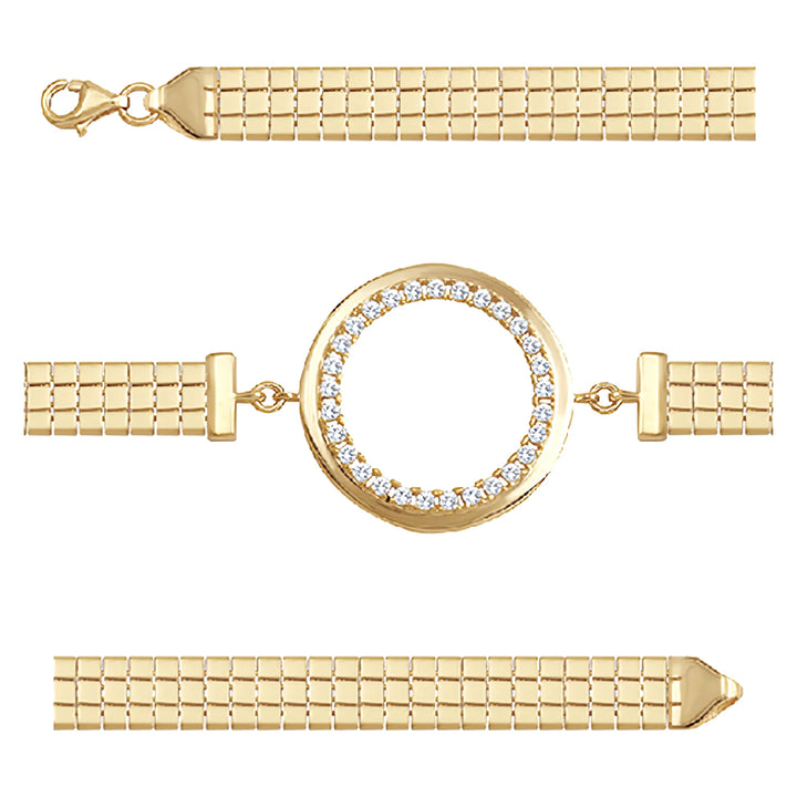 Solid gold bar link bracelet, 7.35 g — shown in three rows across the frame.