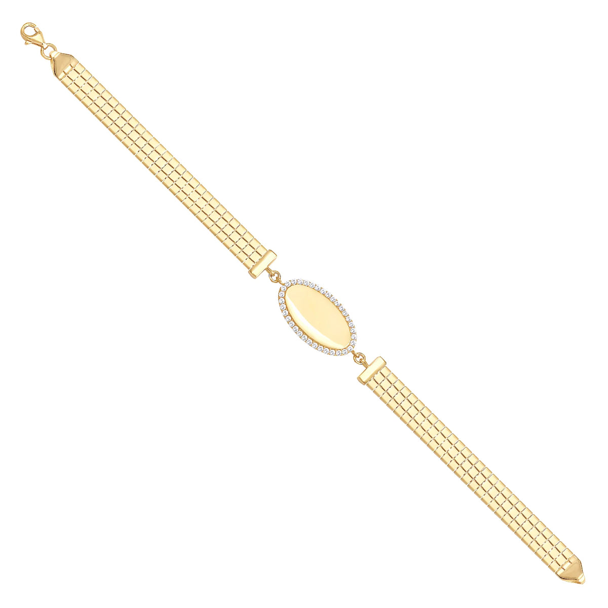 Solid gold bar link bracelet, 6.65 g — shown at an angle across the frame.