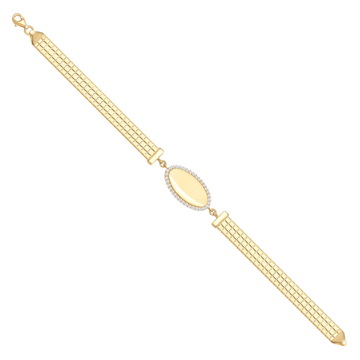 Solid gold bar link bracelet, 6.65 g — shown at an angle across the frame.