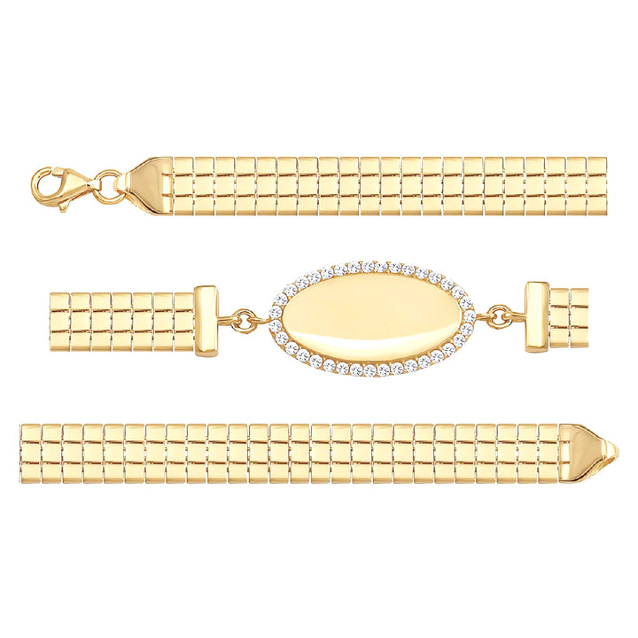Solid gold bar link bracelet, 6.65 g — shown in three rows across the frame.