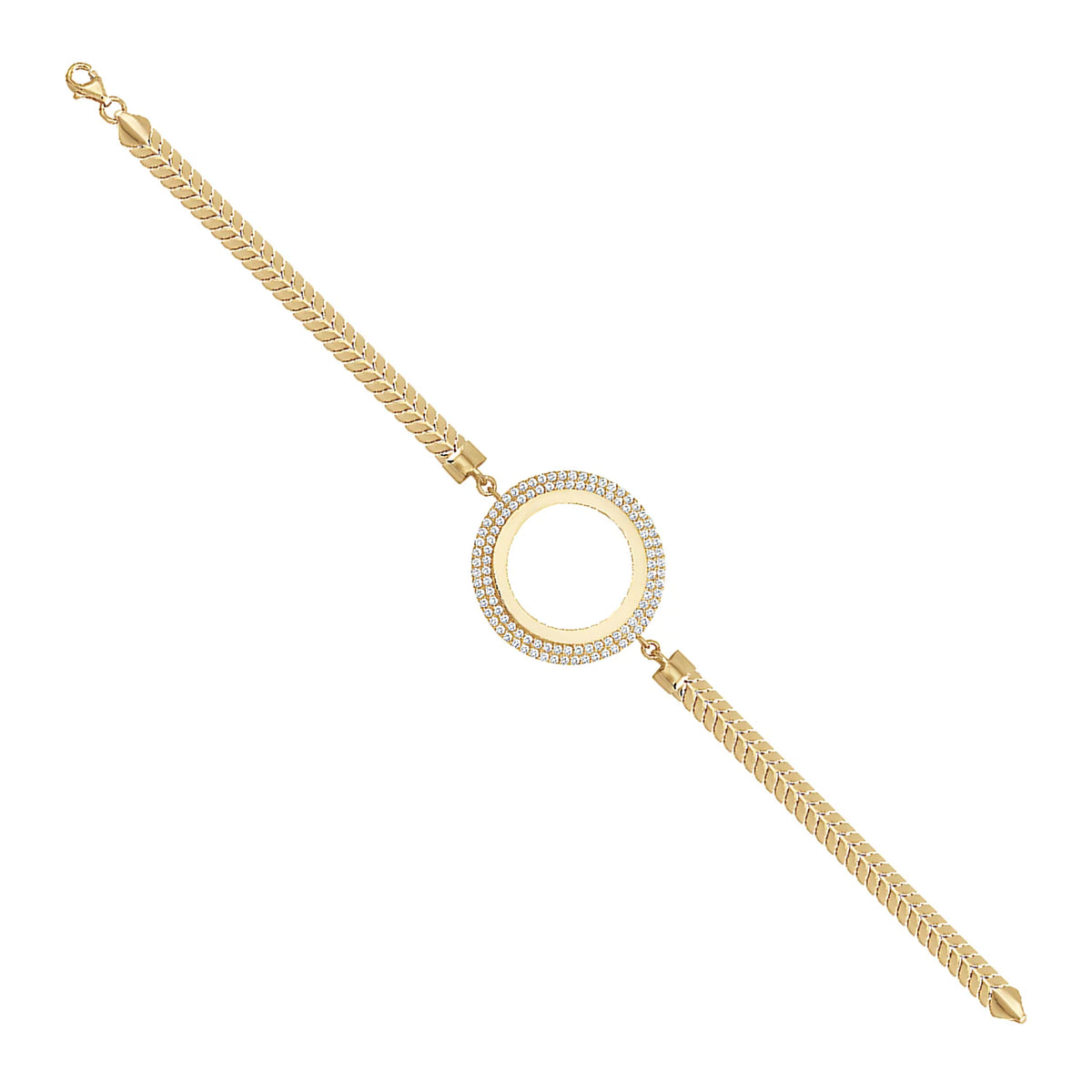 Solid gold bar link bracelet, 7.55 g — shown at an angle across the frame.
