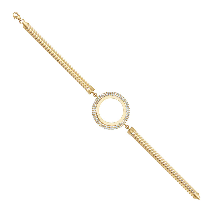 Solid gold bar link bracelet, 7.55 g — shown at an angle across the frame.
