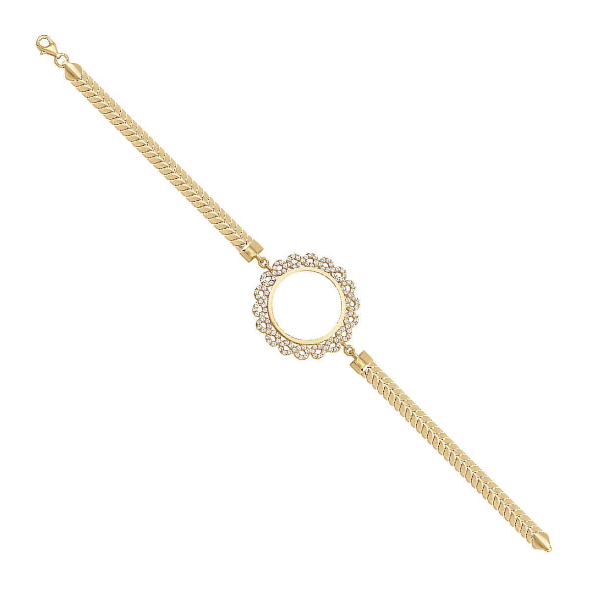 Solid gold bar link bracelet, 8.65 g — shown at an angle across the frame.
