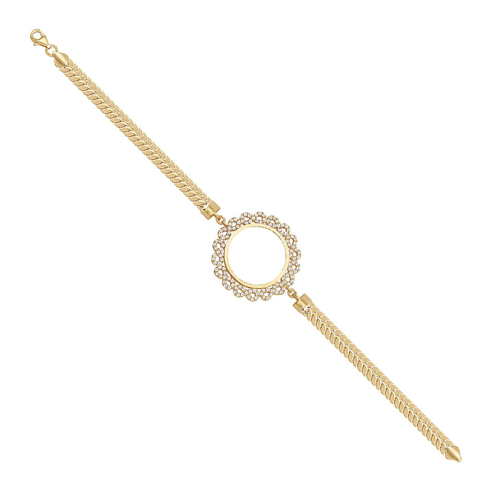 Solid gold bar link bracelet, 8.65 g — shown at an angle across the frame.