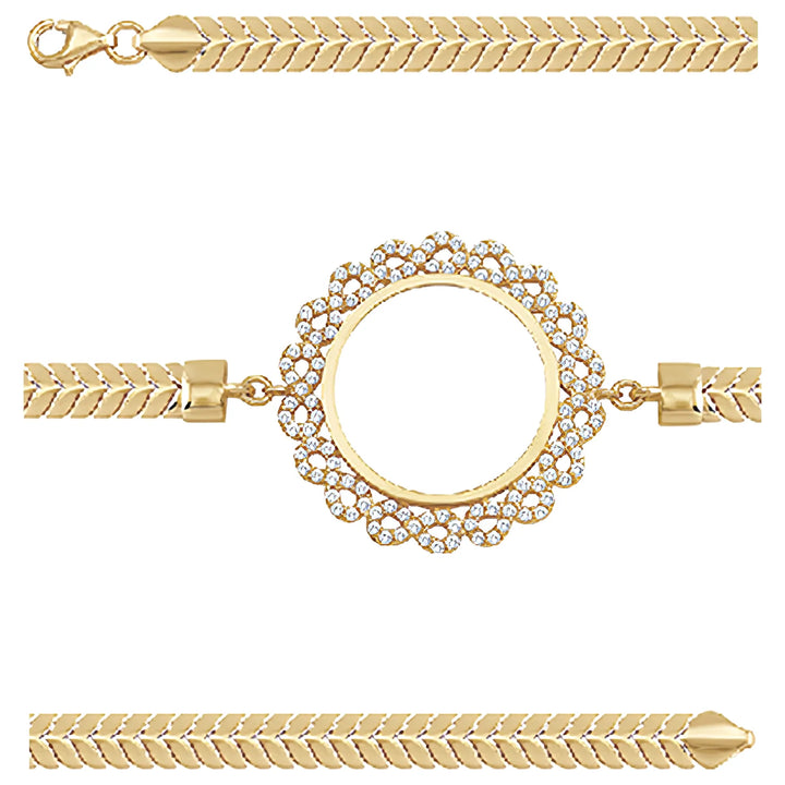 Solid gold bar link bracelet, 8.65 g — shown in three rows across the frame.