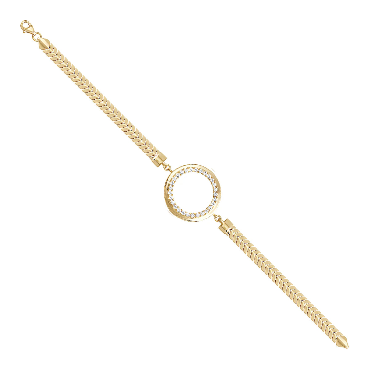 Solid gold bar link bracelet, 6.95 g — shown at an angle across the frame.