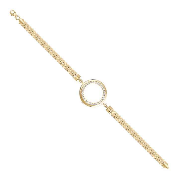 Solid gold bar link bracelet, 6.95 g — shown at an angle across the frame.