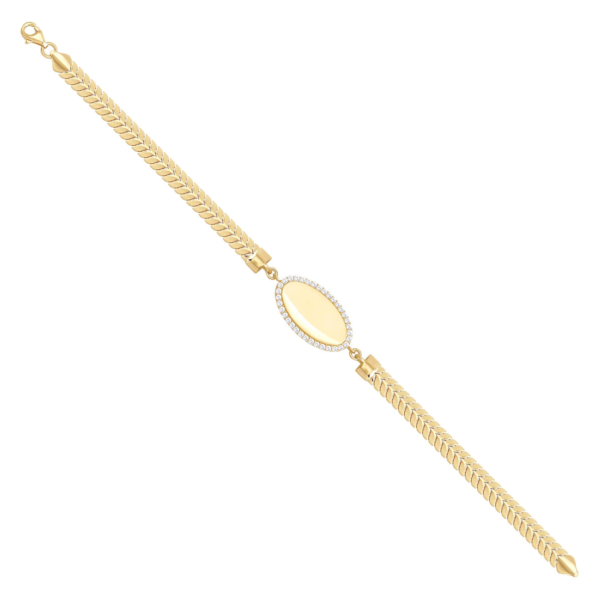 Solid gold fancy link bracelet, 5.50 g — shown at an angle across the frame.