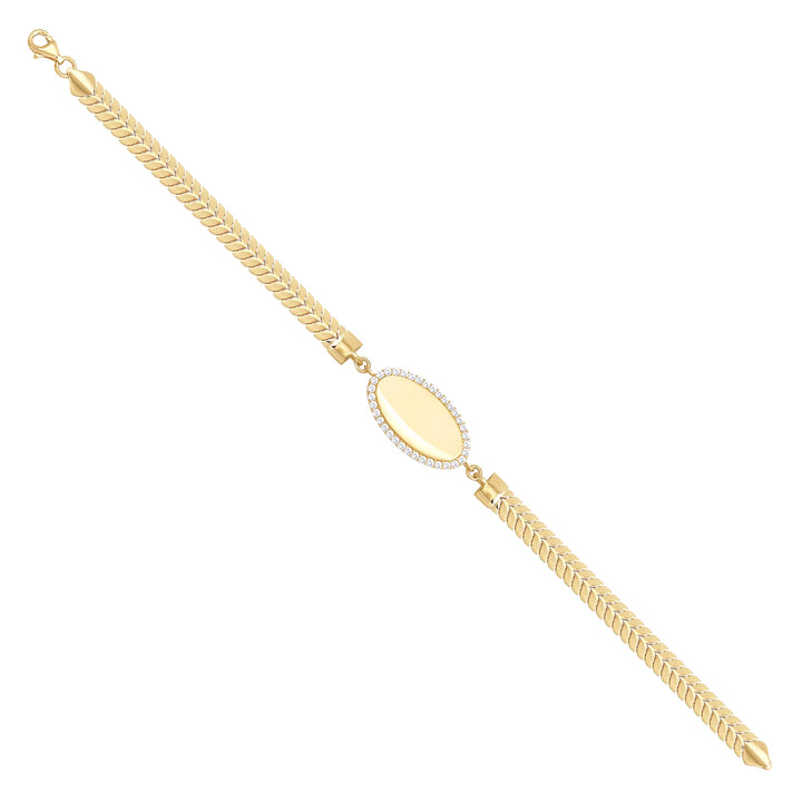Solid gold fancy link bracelet, 5.50 g — shown at an angle across the frame.