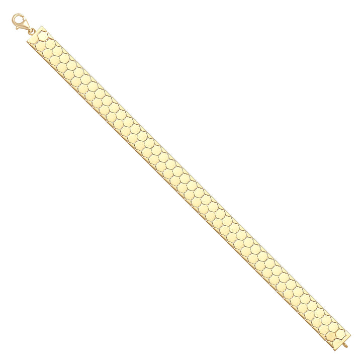 Solid gold honeycomb bracelet, 13.75 g — shown at an angle across the frame.