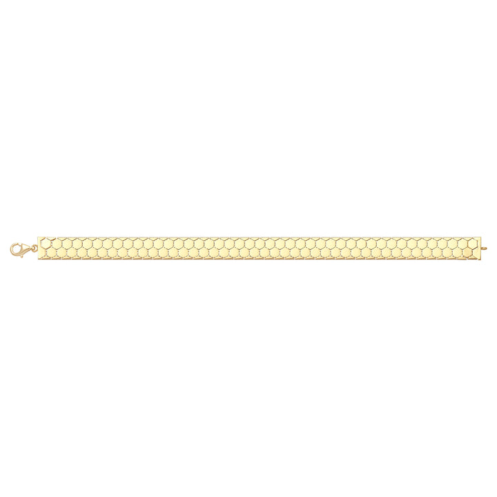 Solid gold honeycomb bracelet, 13.75 g — shown square on a plain background.