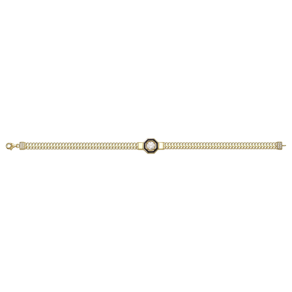 Solid gold fancy link bracelet, 6.45 g — shown square on a plain background.