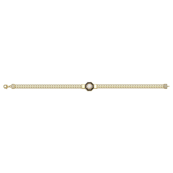 Solid gold fancy link bracelet, 6.45 g — shown square on a plain background.