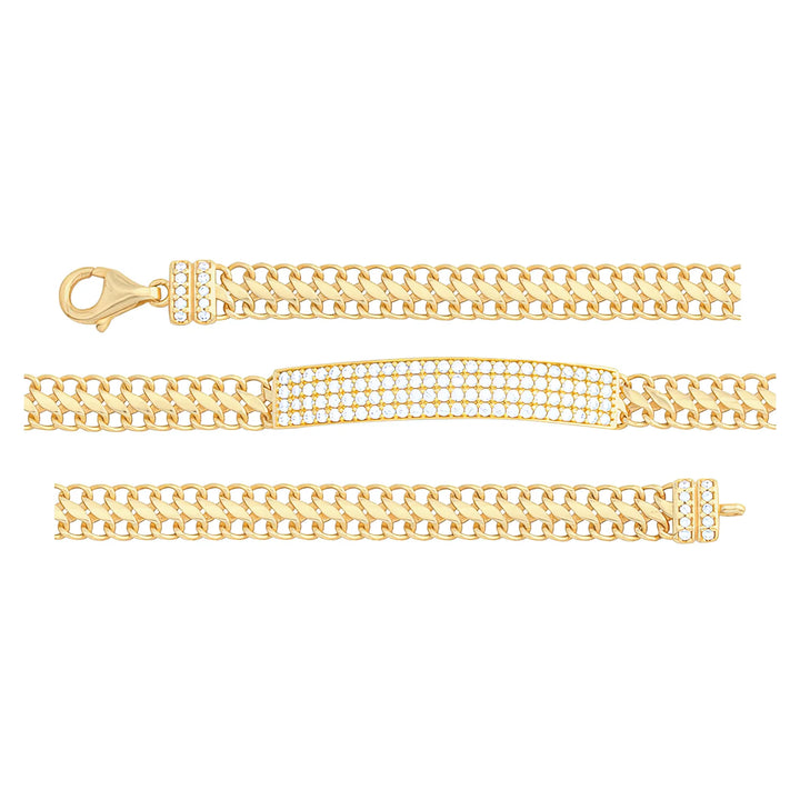 Solid gold tennis bracelet, 4.80 g — shown in three rows across the frame.