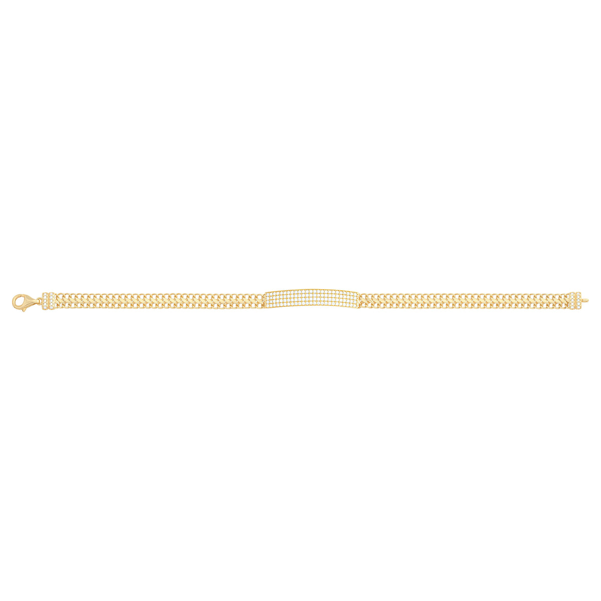 Solid gold tennis bracelet, 4.80 g — shown square on a plain background.