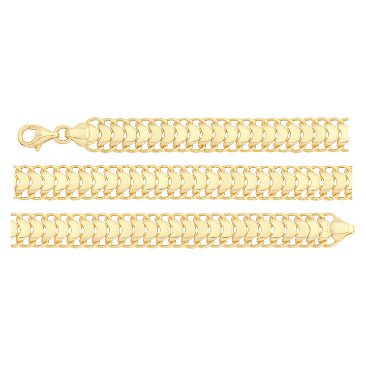 Solid gold curb bracelet, 8.00 g — shown in three rows across the frame.