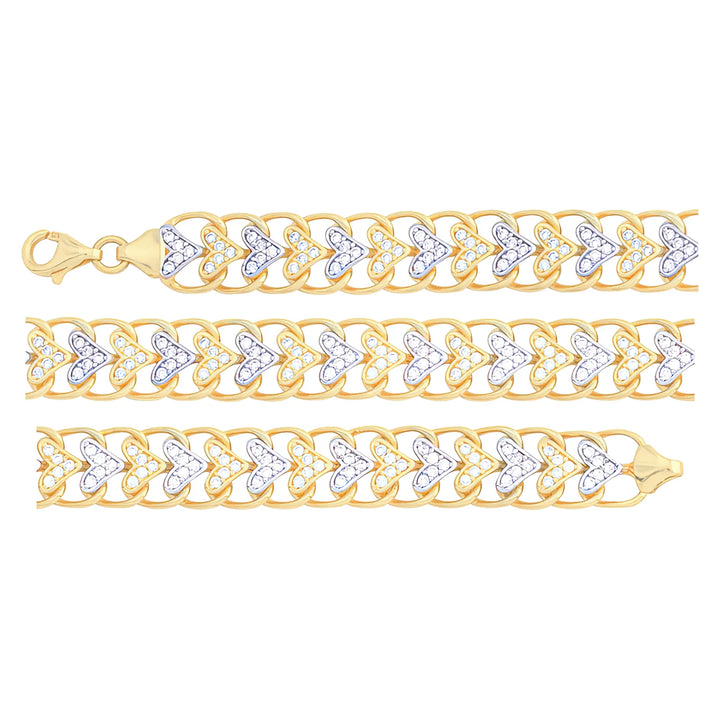 Solid gold curb bracelet, 10.70 g — shown in three rows across the frame.