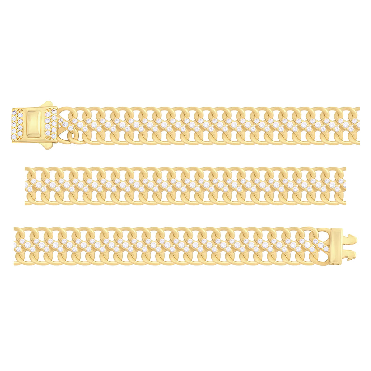 Solid gold braided bracelet, 12.10 g — shown in three rows across the frame.