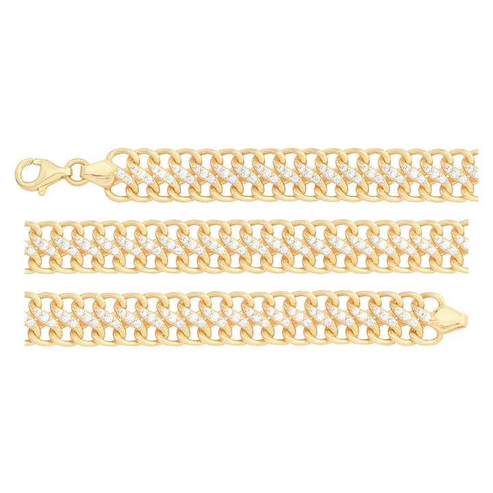 Solid gold curb bracelet, 10.25 g — shown in three rows across the frame.
