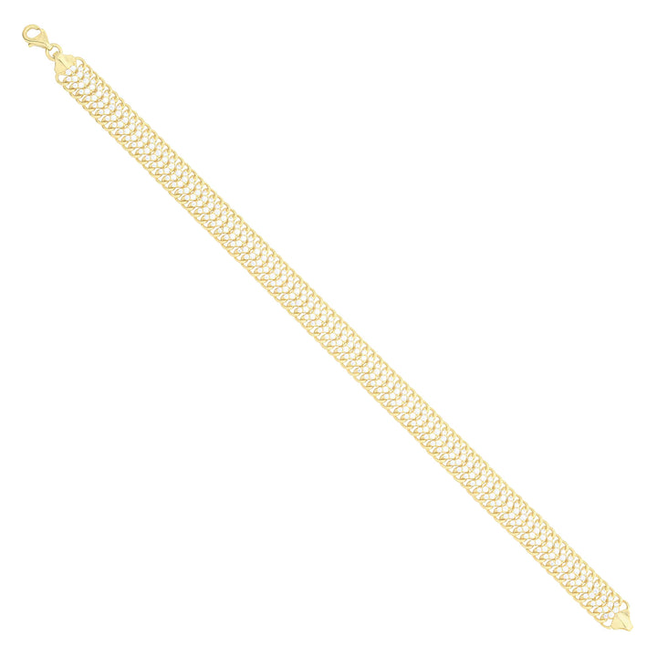 Solid gold herringbone bracelet, 11.00 g — shown at an angle across the frame.