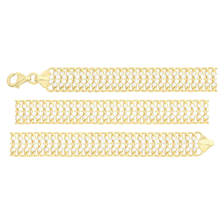 Solid gold herringbone bracelet, 11.00 g — shown in three rows across the frame.