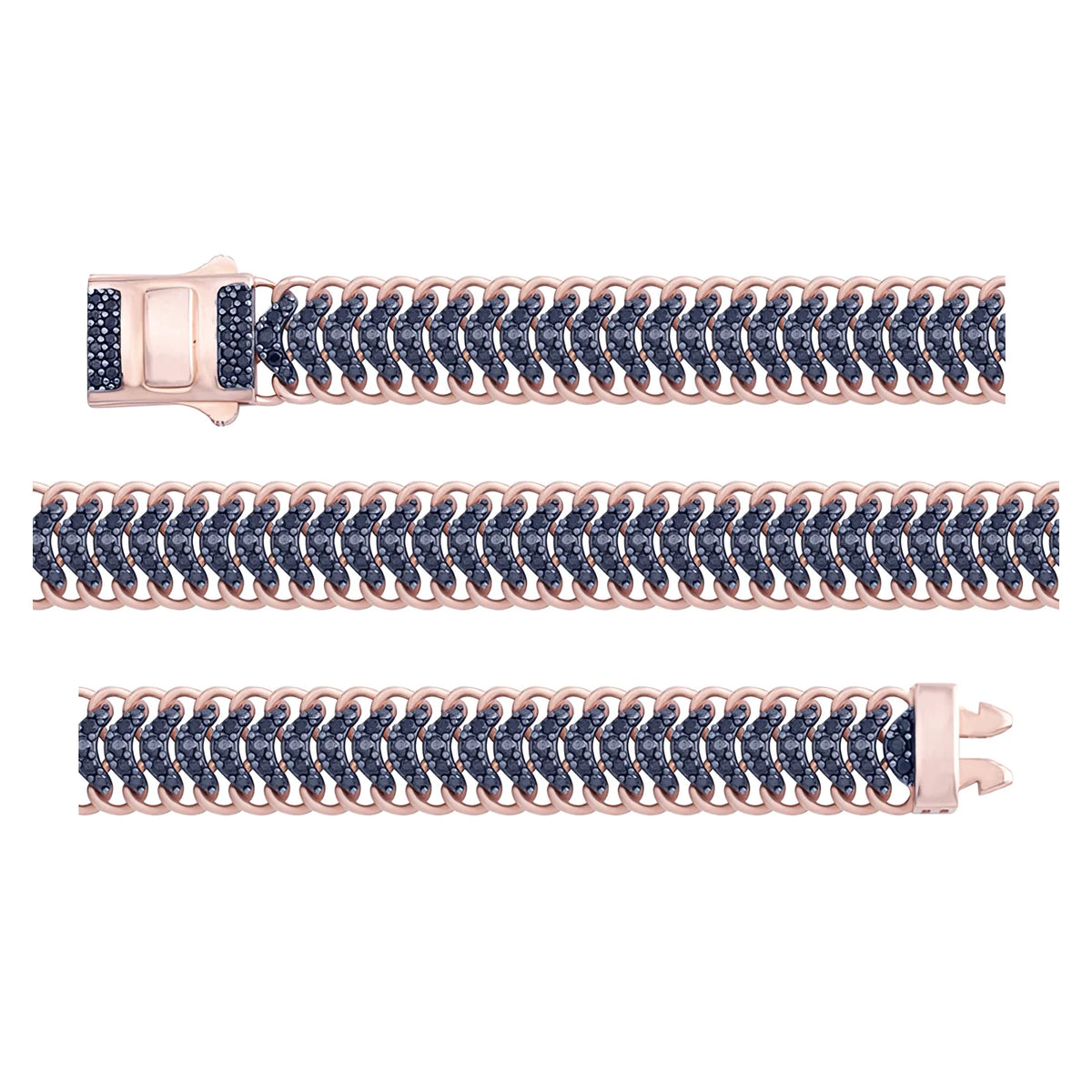 Solid gold herringbone bracelet, 19.25 g — shown in three rows across the frame.