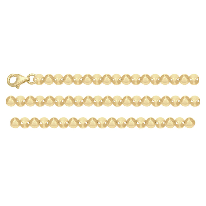 Solid gold bead bracelet, 4.50 g — shown in three rows across the frame.