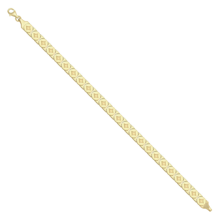 Solid gold fancy link bracelet, 7.15 g — shown at an angle across the frame.