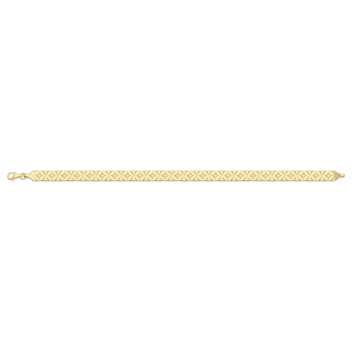 Solid gold fancy link bracelet, 7.15 g — shown square on a plain background.