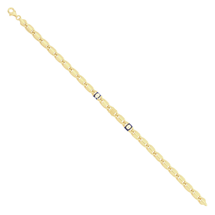 Solid gold fancy link bracelet, 8.20 g — shown at an angle across the frame.