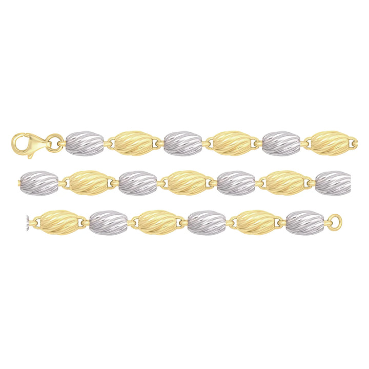 Solid gold bead bracelet, 5.80 g — shown in three rows across the frame.