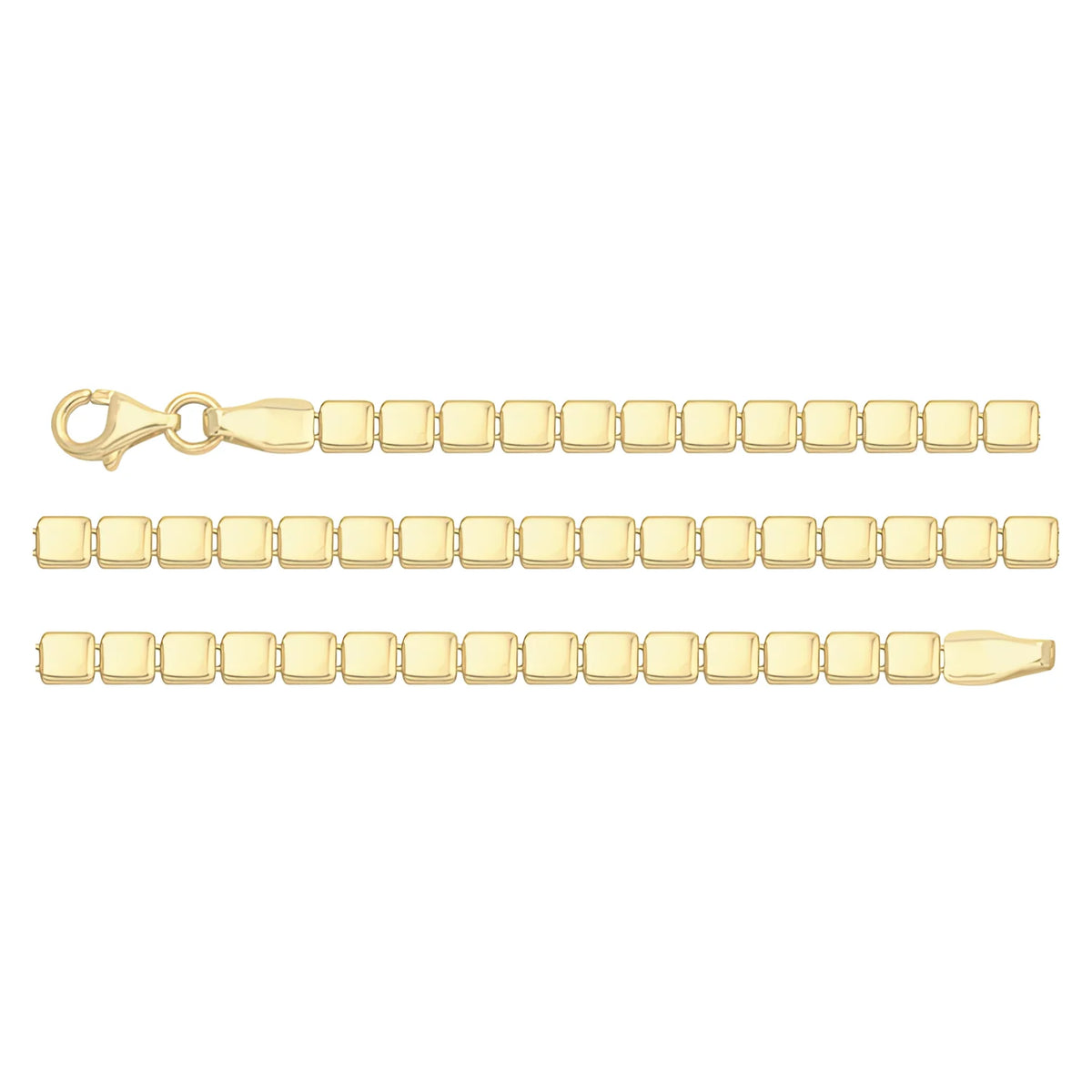 Solid gold id bracelet, 5.85 g — shown in three rows across the frame.