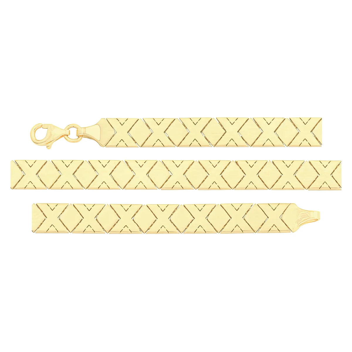 Solid gold id bracelet, 6.95 g — shown in three rows across the frame.