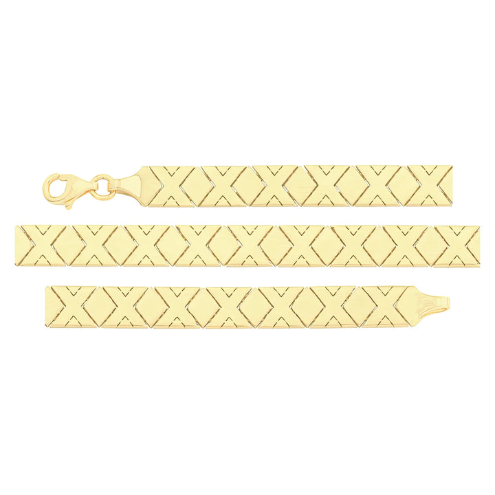 Solid gold id bracelet, 6.95 g — shown in three rows across the frame.