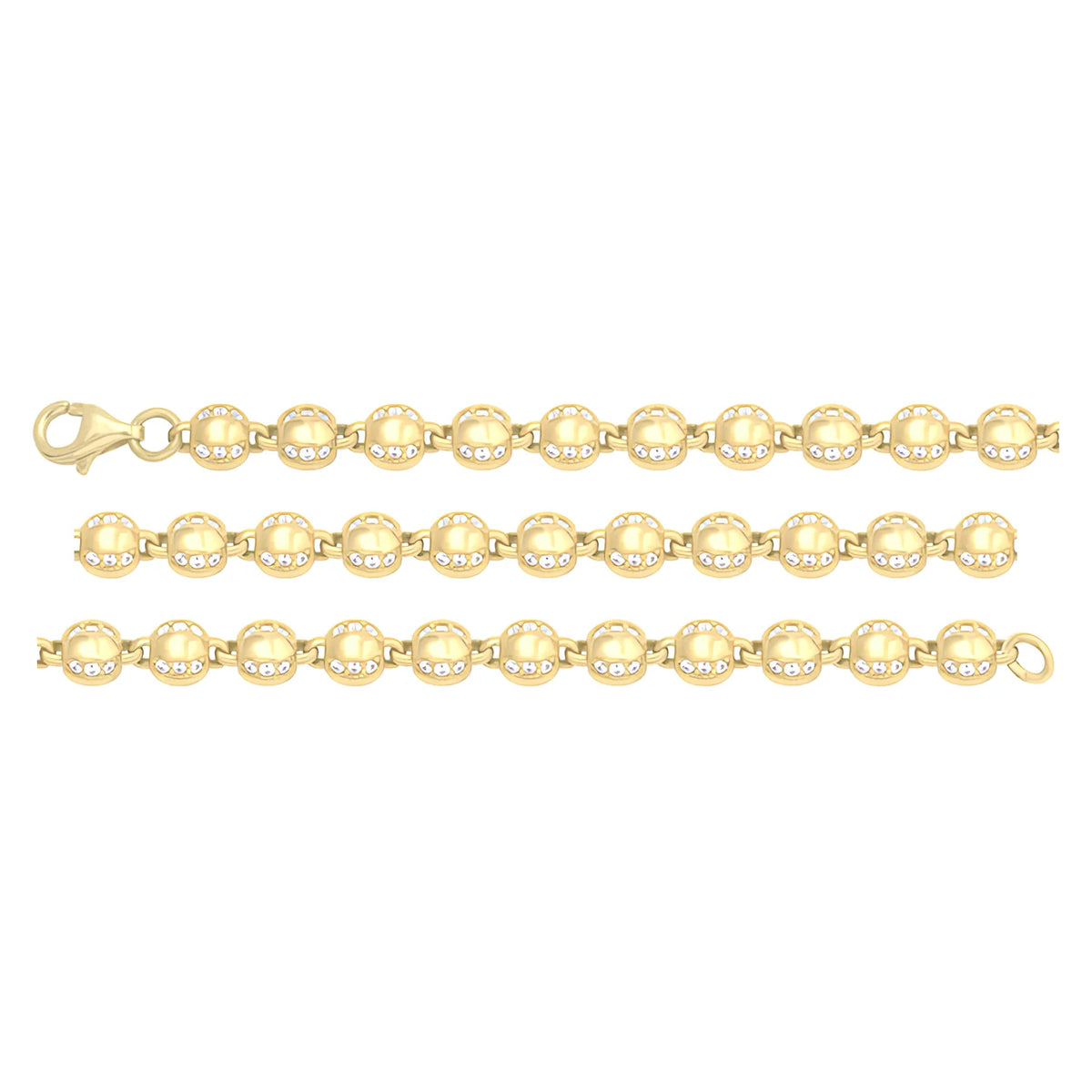Solid gold bead bracelet, 8.10 g — shown in three rows across the frame.