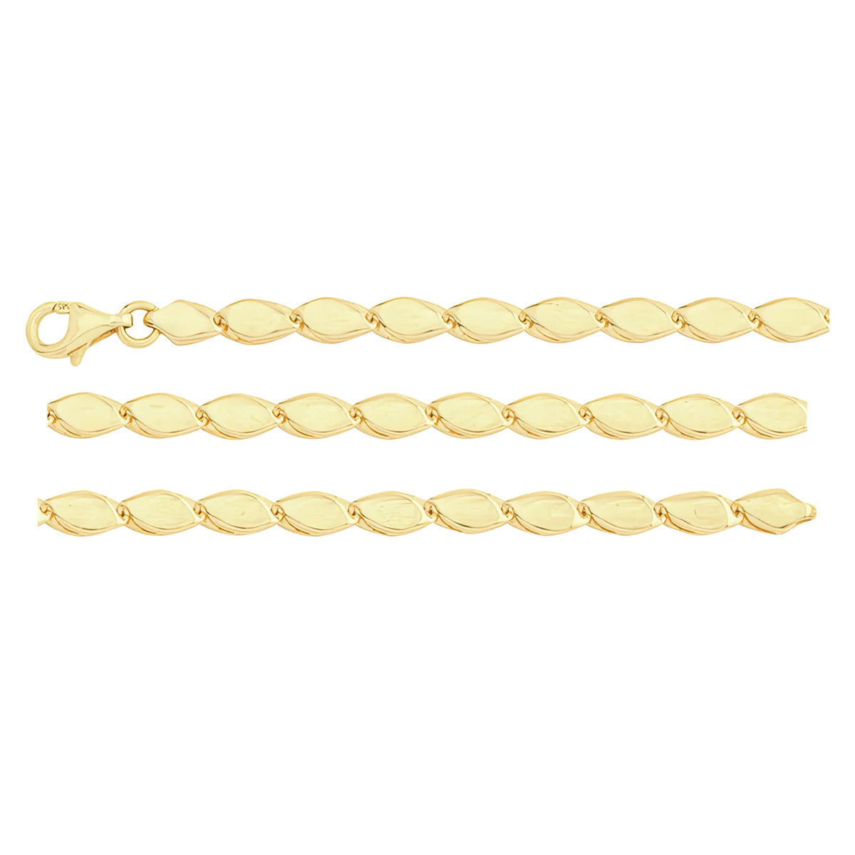 Solid gold bead bracelet, 4.35 g — shown in three rows across the frame.