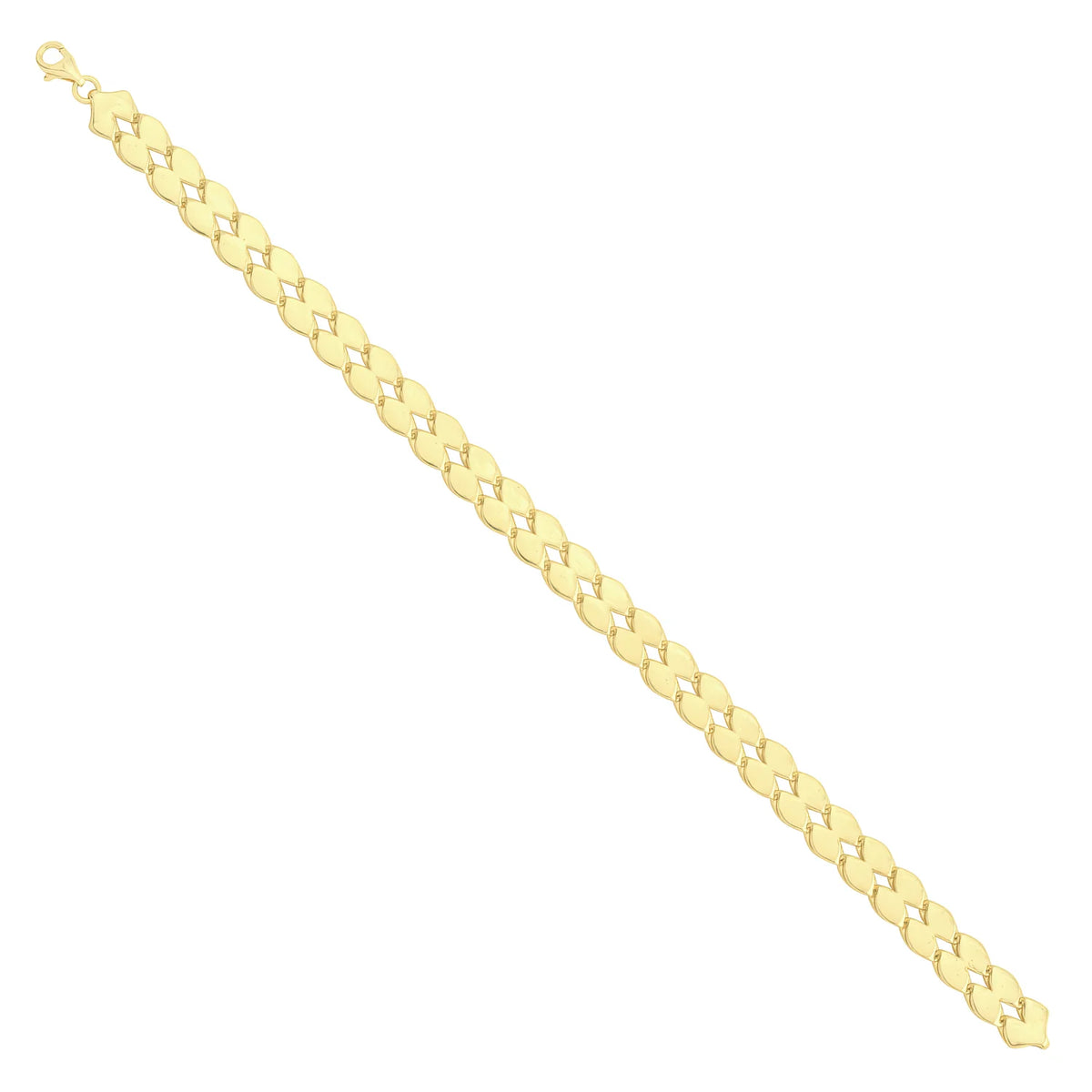 Solid gold braided bracelet, 9.30 g — shown at an angle across the frame.